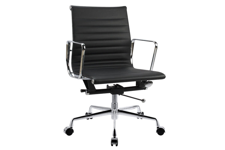 Eames Reproduction 2.0 Boardroom Office Chair - Medium Back Jasonl black PU alloy polished frame 