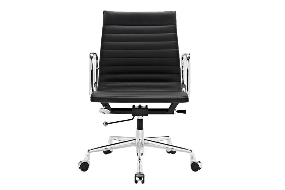 Eames Reproduction 2.0 Boardroom Office Chair - Medium Back-brown PU black frame  