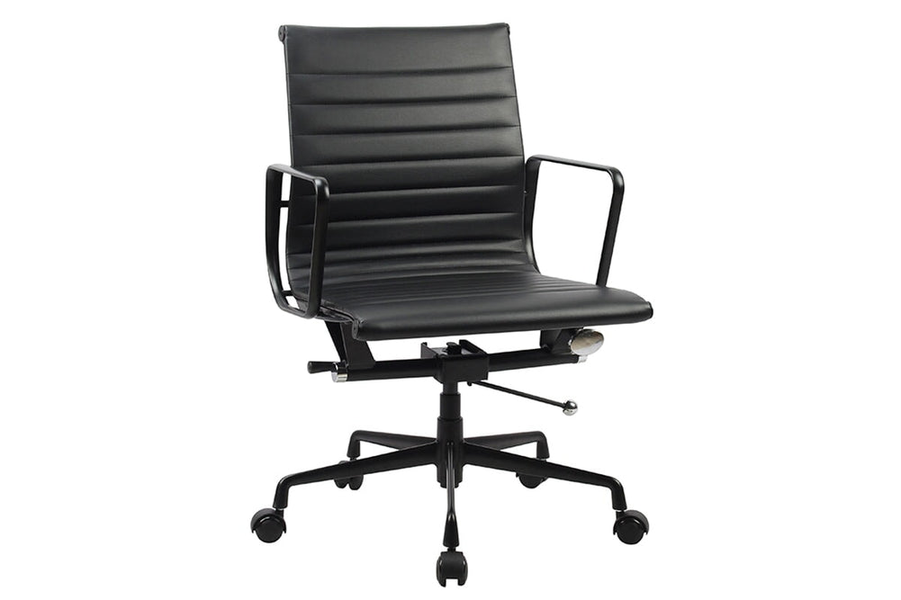 Eames Reproduction 2.0 Boardroom Office Chair - Medium Back-black PU black frame  