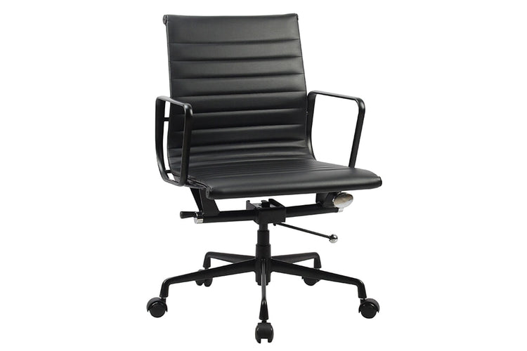 Eames Reproduction 2.0 Boardroom Office Chair - Medium Back Jasonl black PU black frame 