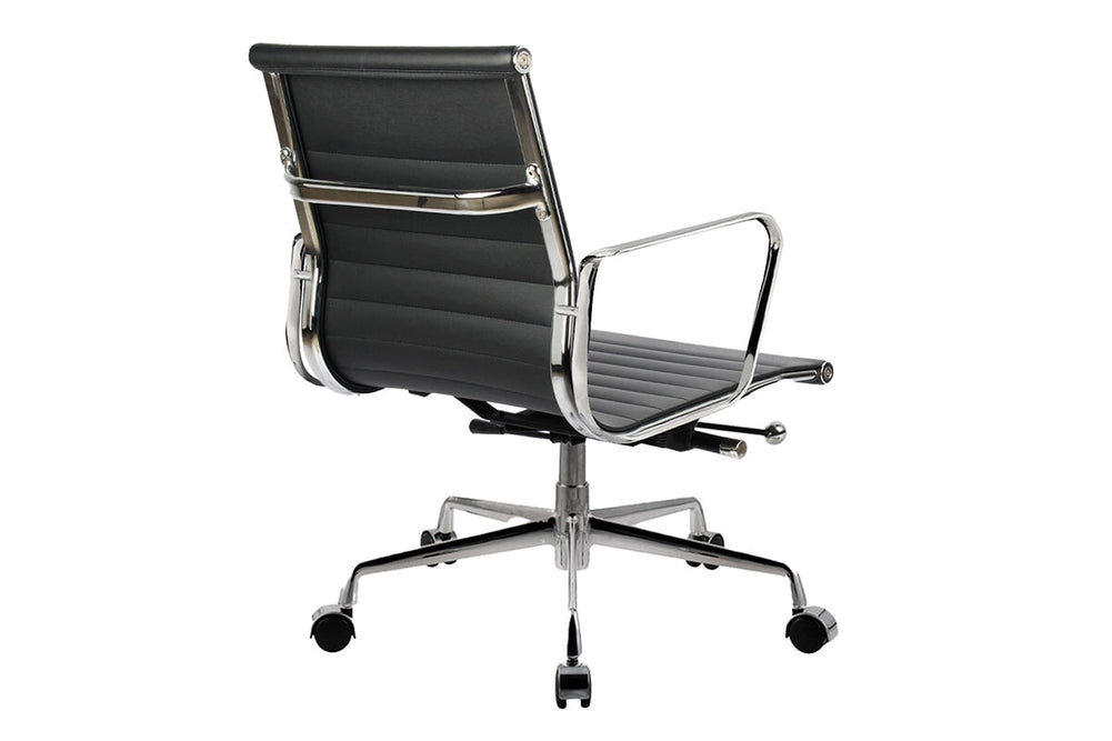 Eames Reproduction 2.0 Boardroom Office Chair - Medium Back-brown PU black frame  