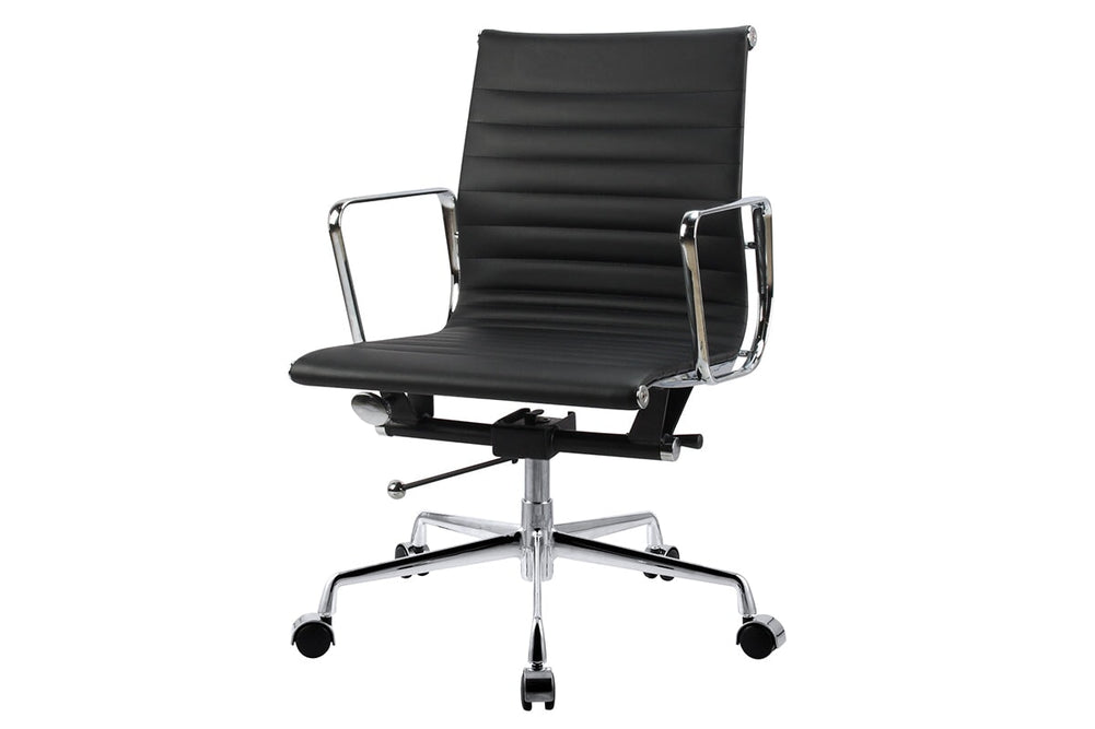Eames Reproduction 2.0 Boardroom Office Chair - Medium Back-brown PU black frame  