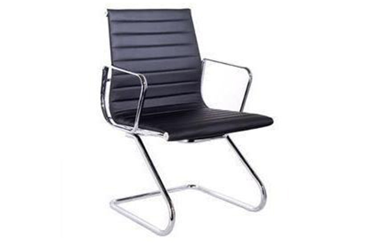 Eames Reproduction - Visitor PU Office Chair Cantilever Base Black jasonl black 