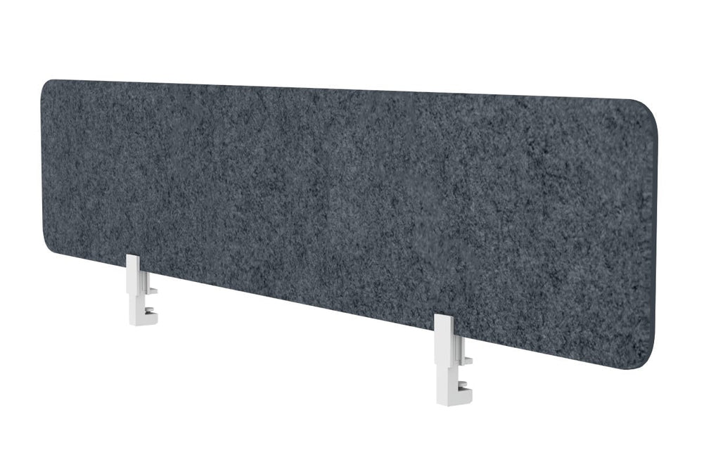 Acoustic Screen 18mm Thick with Radius Corners [400H x 1200W]-white bracket/ dark grey  