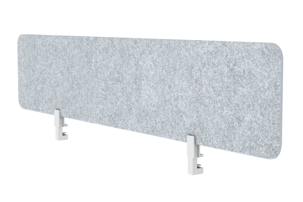 Acoustic Screen 18mm Thick with Radius Corners [400H x 1200W]-white bracket/ light grey  