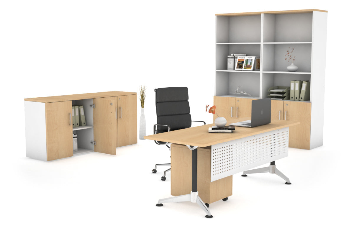 Executive Office Desk Blackjack [1600L x 700W] Ooh La La maple white modesty 