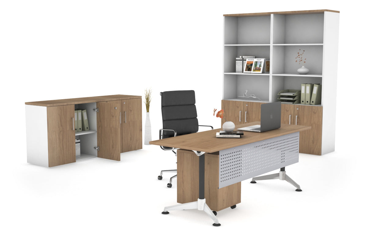 Executive Office Desk Blackjack [1600L x 700W] Ooh La La salvage oak silver modesty 