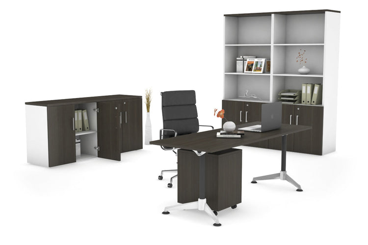 Executive Office Desk Blackjack [1600L x 700W] Ooh La La dark oak none 