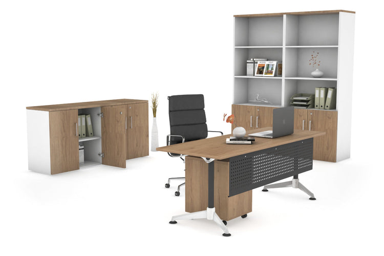 Executive Office Desk Blackjack [1600L x 700W] Ooh La La salvage oak black modesty 