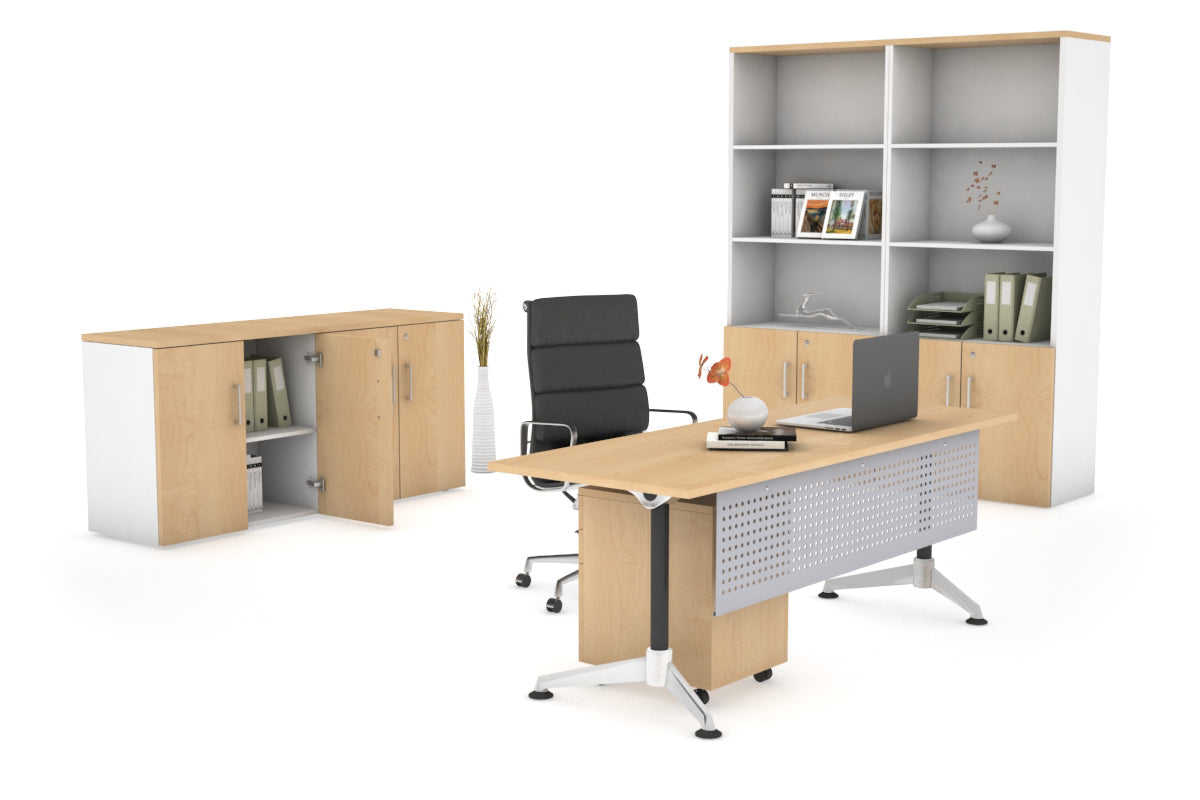 Executive Office Desk Blackjack [1600L x 700W] Ooh La La maple silver modesty 