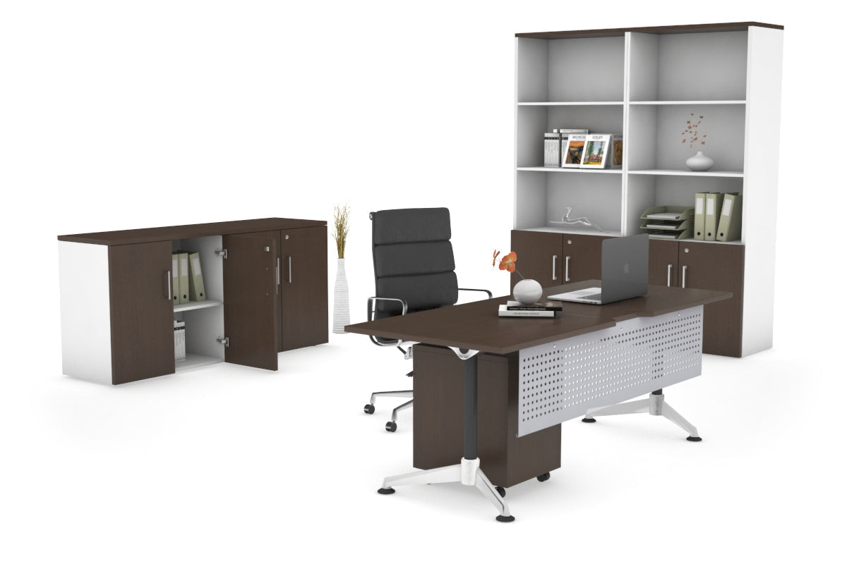 Executive Office Desk Blackjack [1600L x 800W] Ooh La La wenge silver modesty 