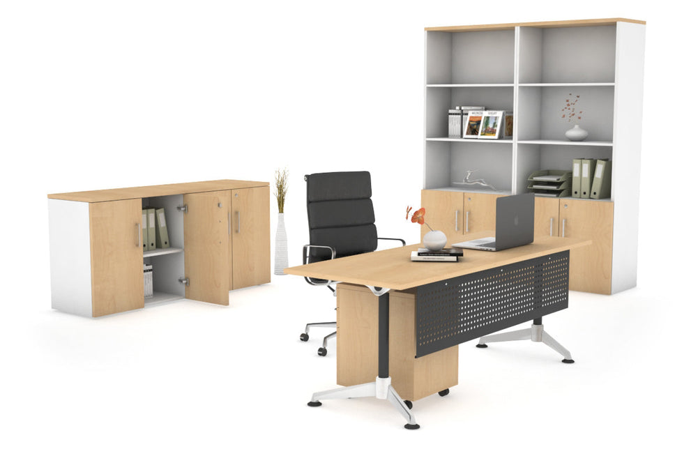 Executive Office Desk Blackjack [1800L x 700W]-maple black modesty 