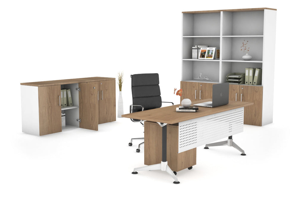 Executive Office Desk Blackjack [1800L x 700W]-salvage oak white modesty 
