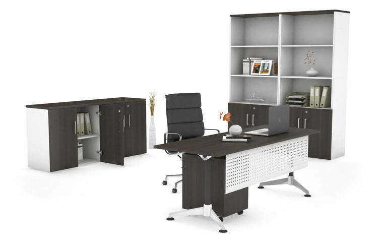 Executive Office Desk Blackjack [1800L x 700W] Ooh La La dark oak white modesty 
