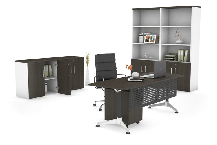 Executive Office Desk Blackjack [1800L x 700W] Ooh La La dark oak black modesty 