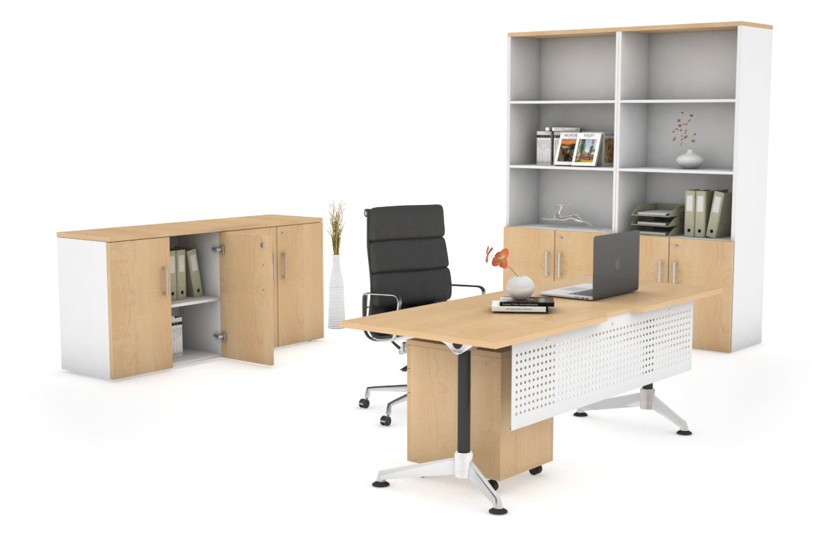 Executive Office Desk Blackjack [1800L x 800W with Cable Scallop]-maple white modesty 
