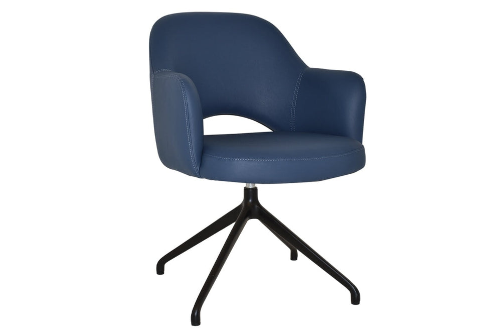 EZ Hospitality Cairo Indoor Armchair Metal Base - Black Trestle-vinyl blue  