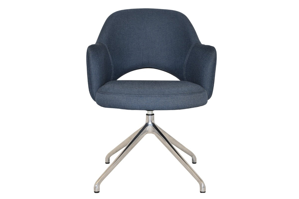 EZ Hospitality Cairo Indoor Armchair Metal Base - Polished Aluminium Trestle-pelle/benito tan  