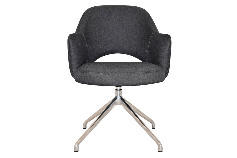 EZ Hospitality Cairo Indoor Armchair Metal Base - Polished Aluminium Trestle-pelle/benito tan  