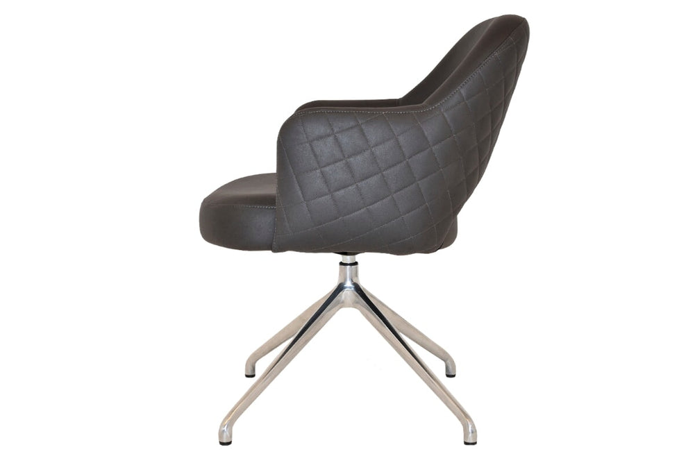 EZ Hospitality Cairo Indoor Armchair Metal Base - Polished Aluminium Trestle-pelle/benito tan  