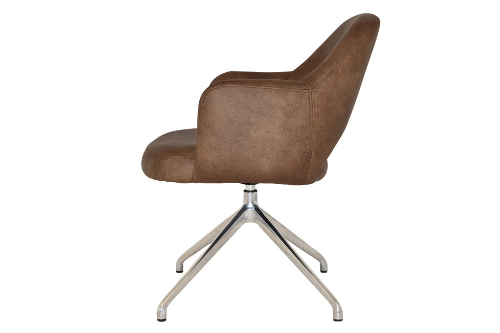 EZ Hospitality Cairo Indoor Armchair Metal Base - Polished Aluminium Trestle-pelle/benito tan  