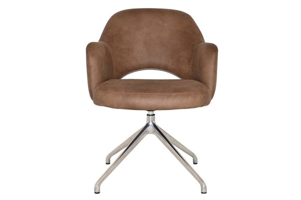 EZ Hospitality Cairo Indoor Armchair Metal Base - Polished Aluminium Trestle-pelle/benito tan  