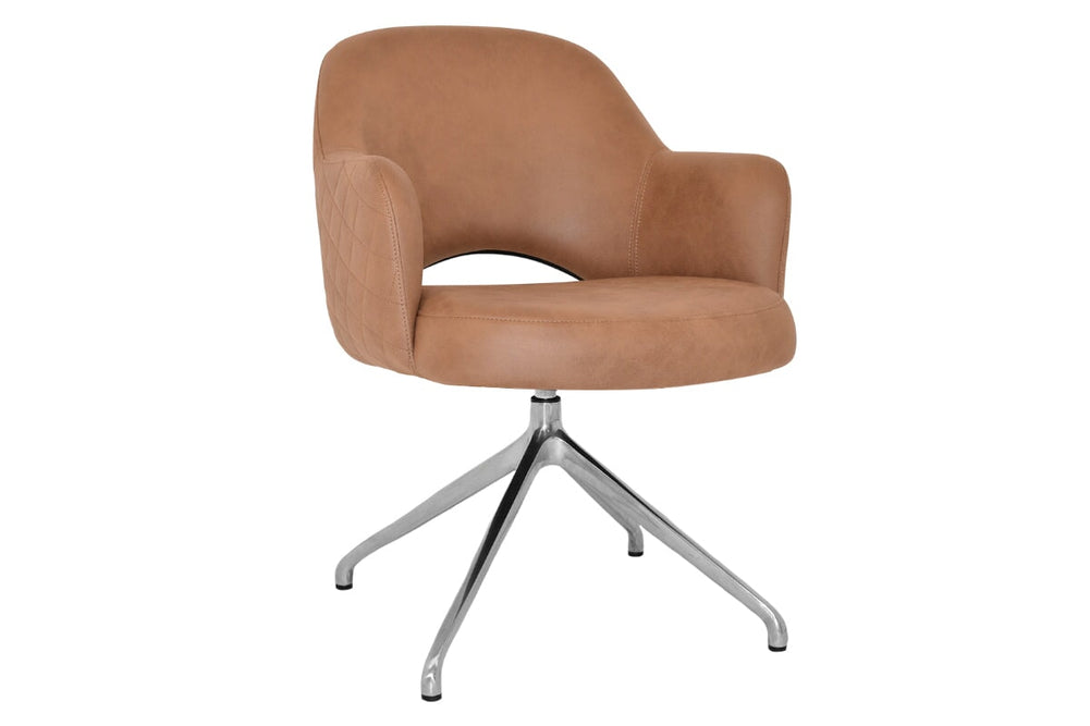 EZ Hospitality Cairo Indoor Armchair Metal Base - Polished Aluminium Trestle-pelle/benito tan  
