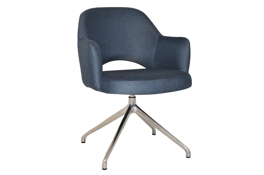 EZ Hospitality Cairo Indoor Armchair Metal Base - Polished Aluminium Trestle-gravity denim  