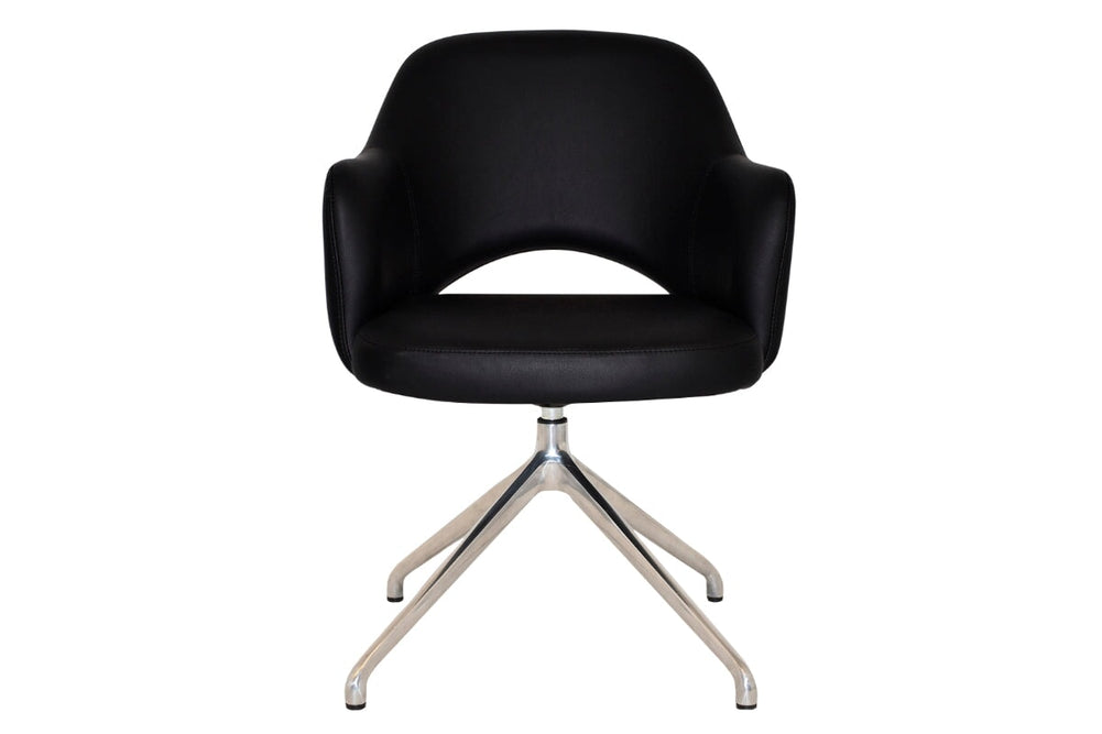 EZ Hospitality Cairo Indoor Armchair Metal Base - Polished Aluminium Trestle-pelle/benito tan  