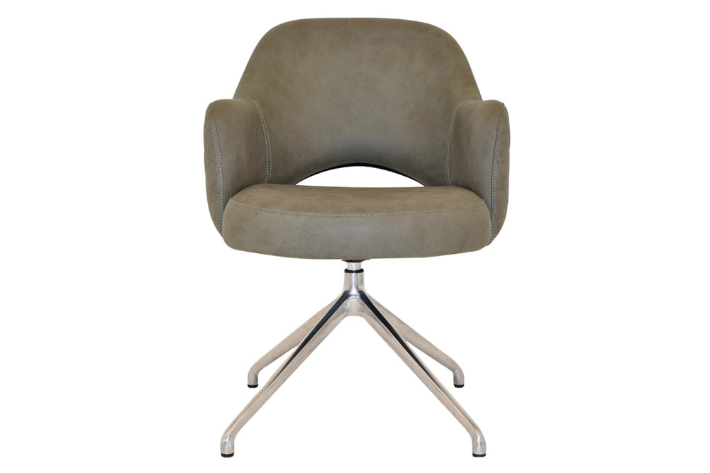 EZ Hospitality Cairo Indoor Armchair Metal Base - Polished Aluminium Trestle-pelle/benito tan  