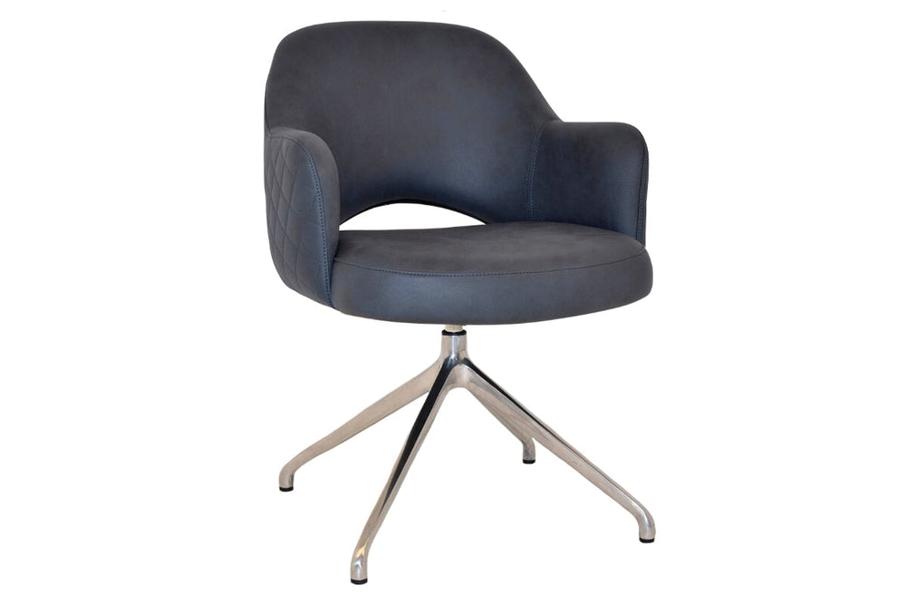 EZ Hospitality Cairo Indoor Armchair Metal Base - Polished Aluminium Trestle-pelle/benito navy  