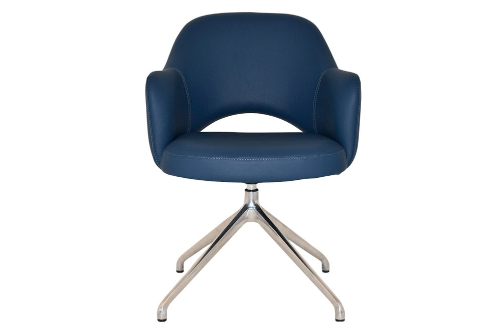 EZ Hospitality Cairo Indoor Armchair Metal Base - Polished Aluminium Trestle-pelle/benito tan  