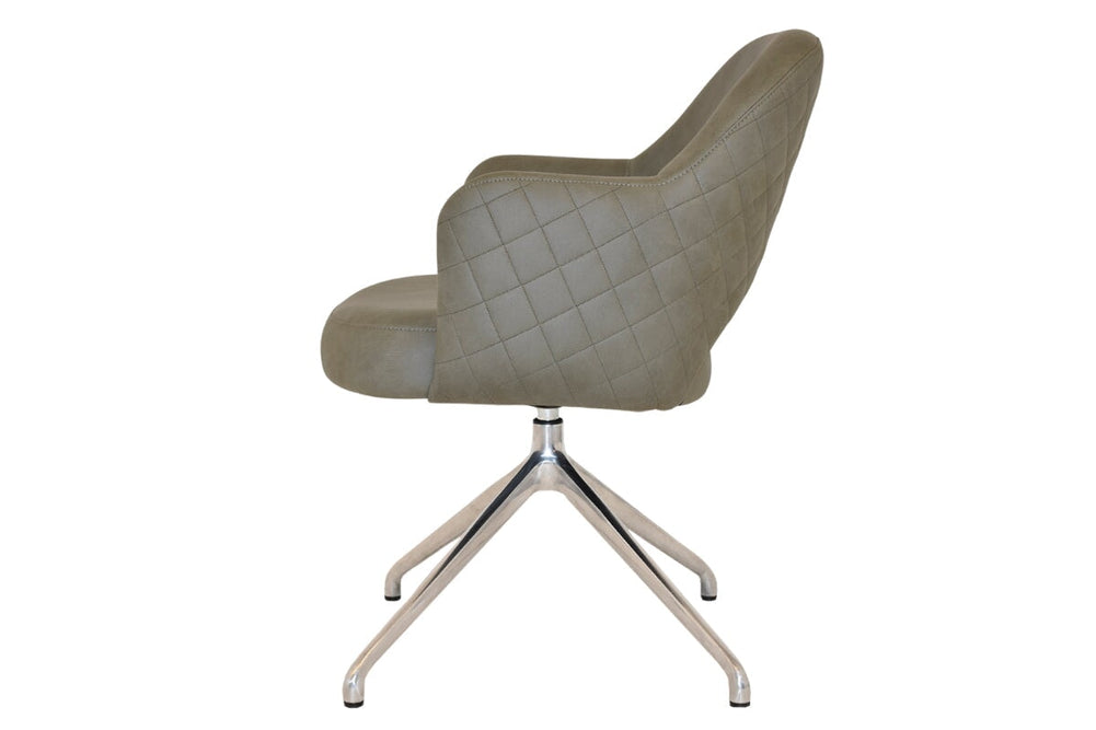 EZ Hospitality Cairo Indoor Armchair Metal Base - Polished Aluminium Trestle-pelle/benito tan  