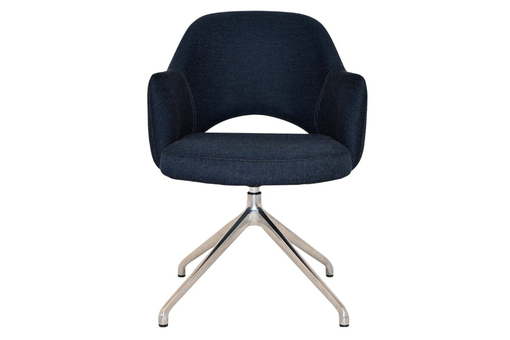 EZ Hospitality Cairo Indoor Armchair Metal Base - Polished Aluminium Trestle-pelle/benito tan  