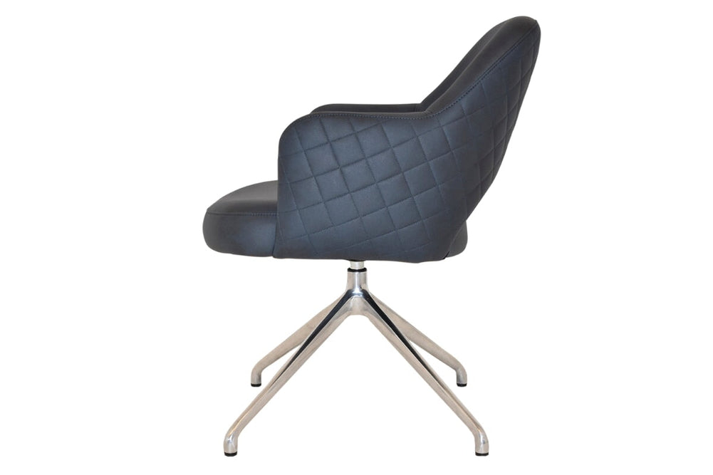 EZ Hospitality Cairo Indoor Armchair Metal Base - Polished Aluminium Trestle-pelle/benito tan  