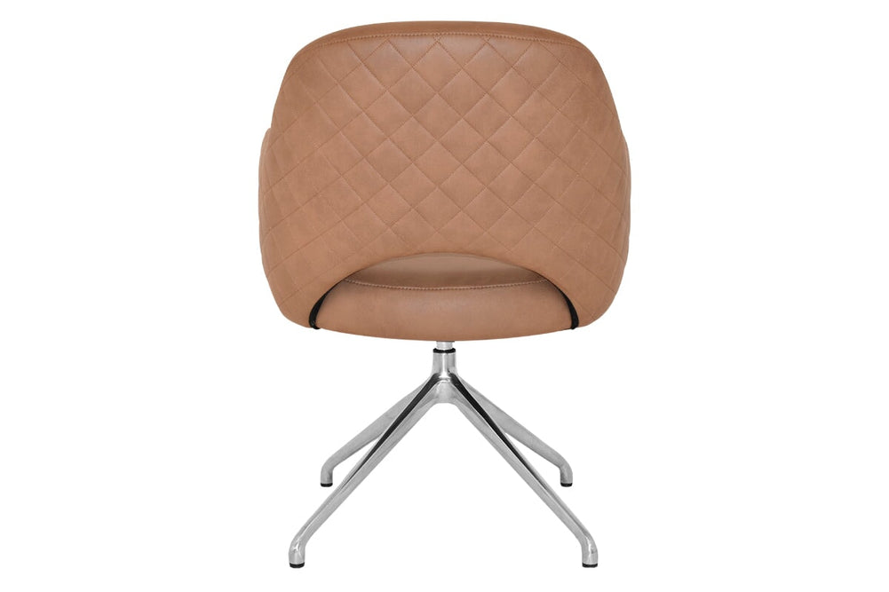 EZ Hospitality Cairo Indoor Armchair Metal Base - Polished Aluminium Trestle-pelle/benito tan  