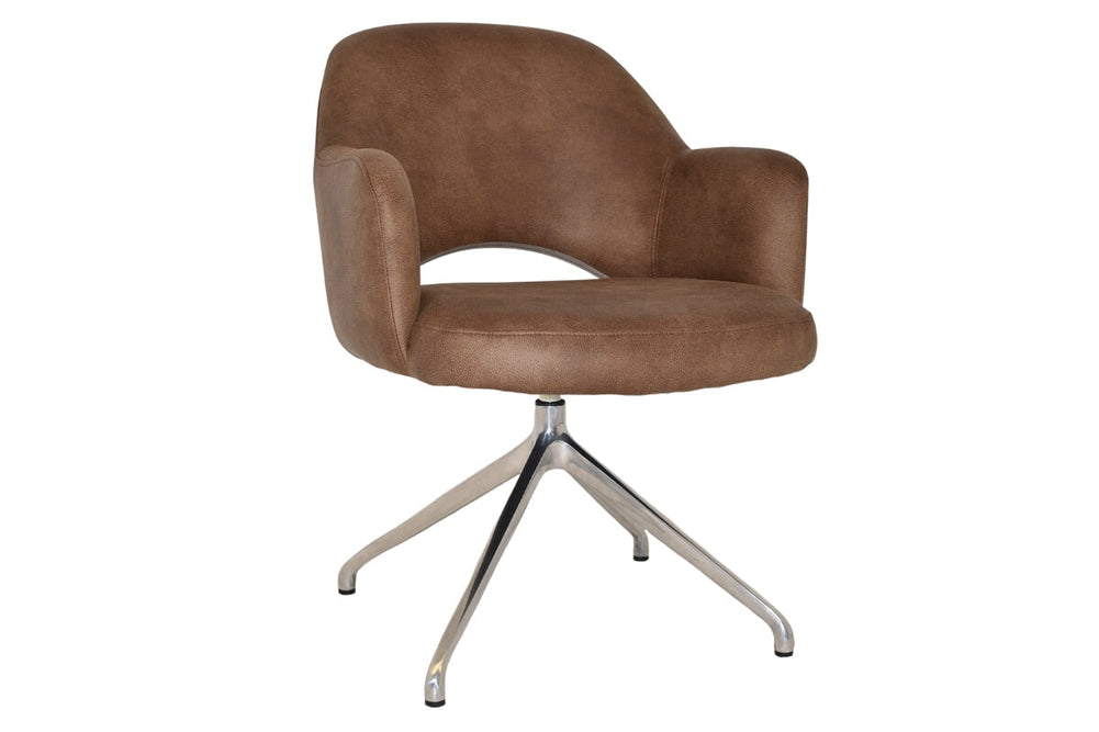 EZ Hospitality Cairo Indoor Armchair Metal Base - Polished Aluminium Trestle-eastwood tan  