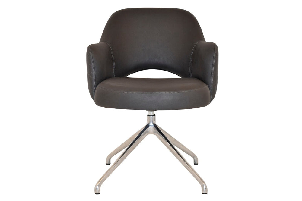 EZ Hospitality Cairo Indoor Armchair Metal Base - Polished Aluminium Trestle-pelle/benito tan  