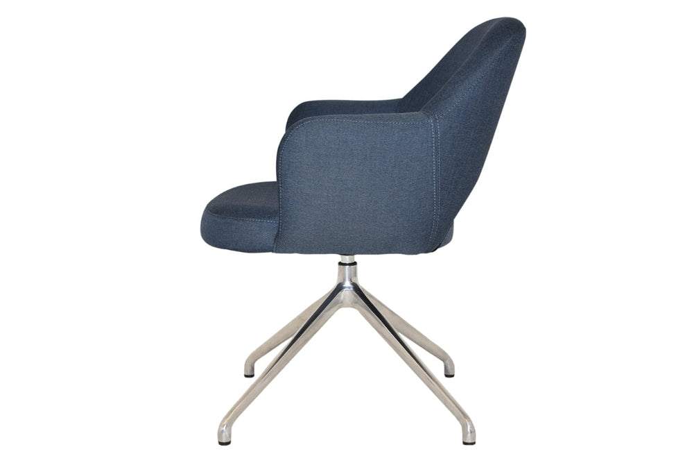 EZ Hospitality Cairo Indoor Armchair Metal Base - Polished Aluminium Trestle-pelle/benito tan  