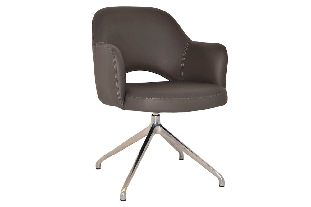 EZ Hospitality Cairo Indoor Armchair Metal Base - Polished Aluminium Trestle-vinyl charcoal  