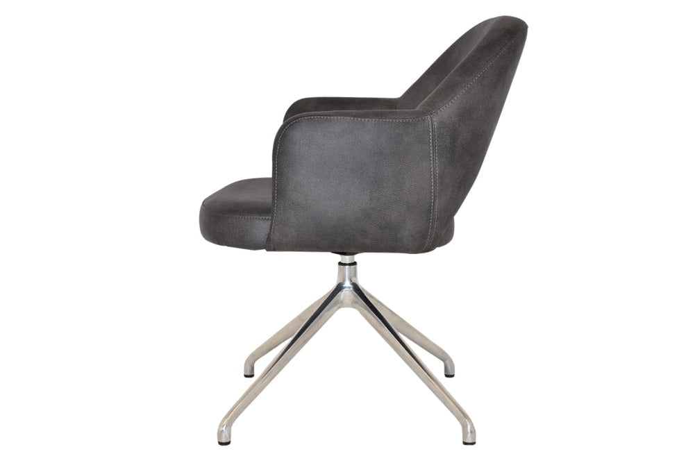 EZ Hospitality Cairo Indoor Armchair Metal Base - Polished Aluminium Trestle-pelle/benito tan  