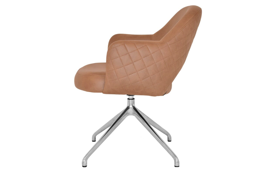 EZ Hospitality Cairo Indoor Armchair Metal Base - Polished Aluminium Trestle-pelle/benito tan  