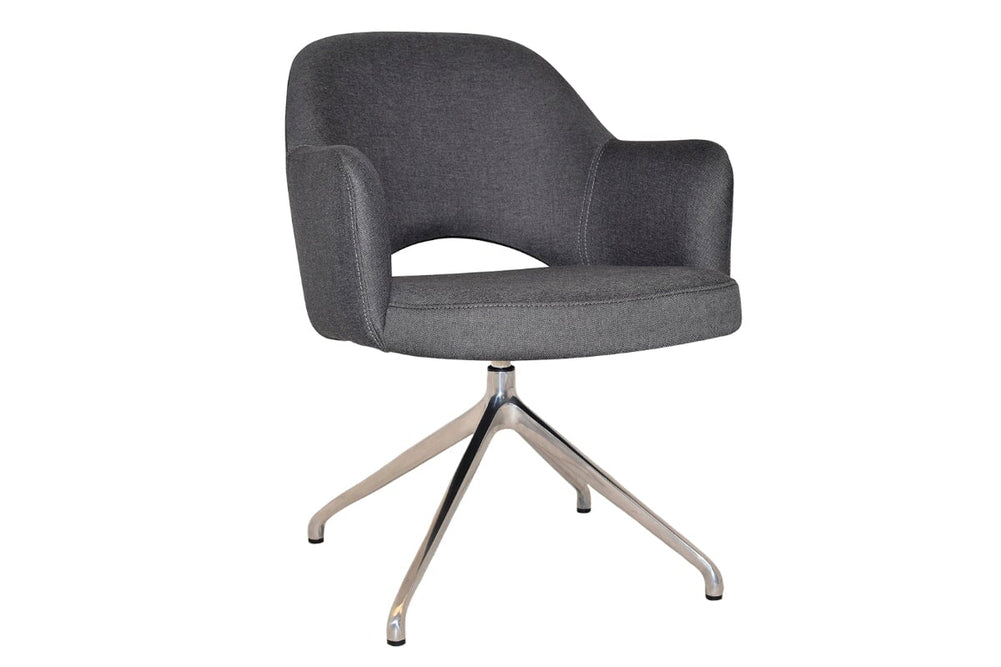 EZ Hospitality Cairo Indoor Armchair Metal Base - Polished Aluminium Trestle-gravity slate  