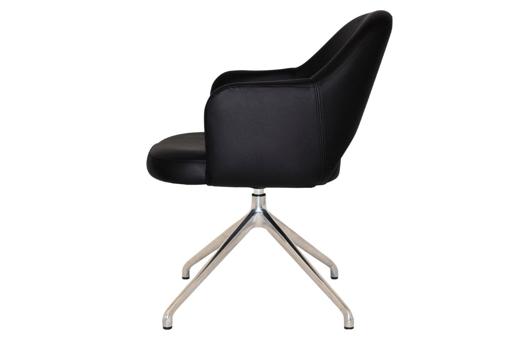 EZ Hospitality Cairo Indoor Armchair Metal Base - Polished Aluminium Trestle-pelle/benito tan  