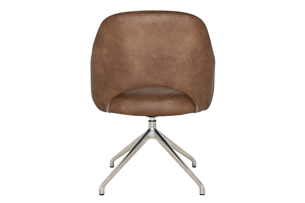 EZ Hospitality Cairo Indoor Armchair Metal Base - Polished Aluminium Trestle-pelle/benito tan  