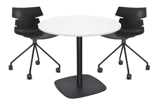 EZ Hospitality Arc Base Round Meeting Table [600mm] EZ Hospitality 450mm black base white 