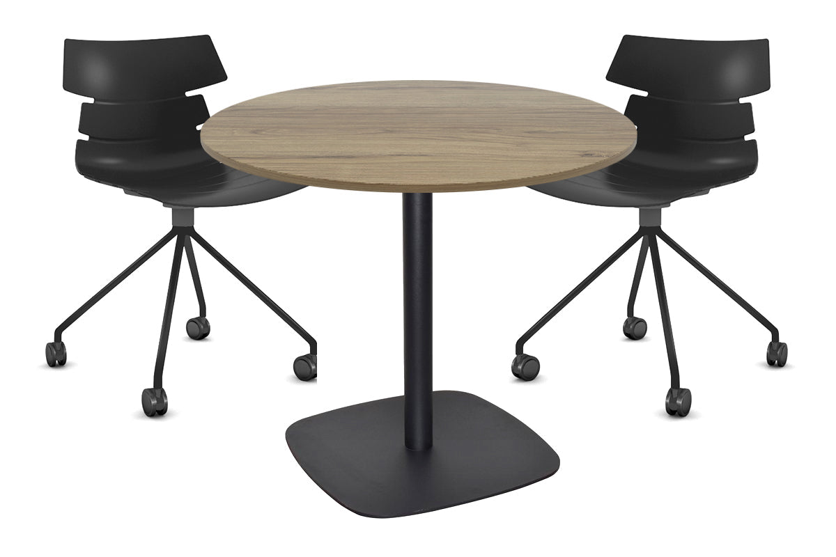 EZ Hospitality Arc Base Round Meeting Table [600mm] EZ Hospitality 450mm black base salvage oak 