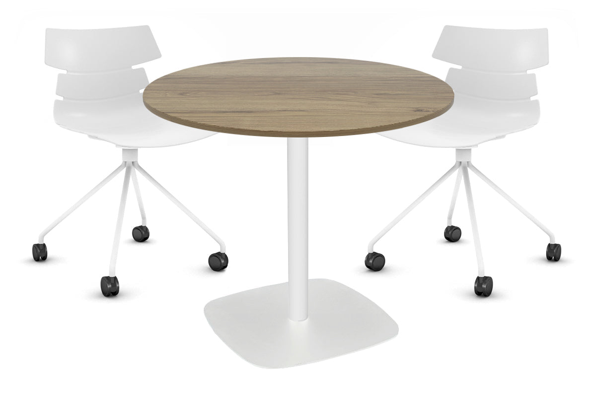 EZ Hospitality Arc Base Round Meeting Table [600mm] EZ Hospitality 450mm white base salvage oak 