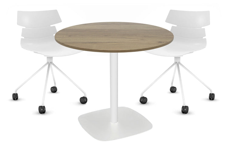 EZ Hospitality Arc Base Round Meeting Table [600mm] EZ Hospitality 450mm white base salvage oak 