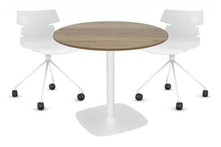 EZ Hospitality Arc Base Round Meeting Table [600mm] EZ Hospitality 450mm white base salvage oak 